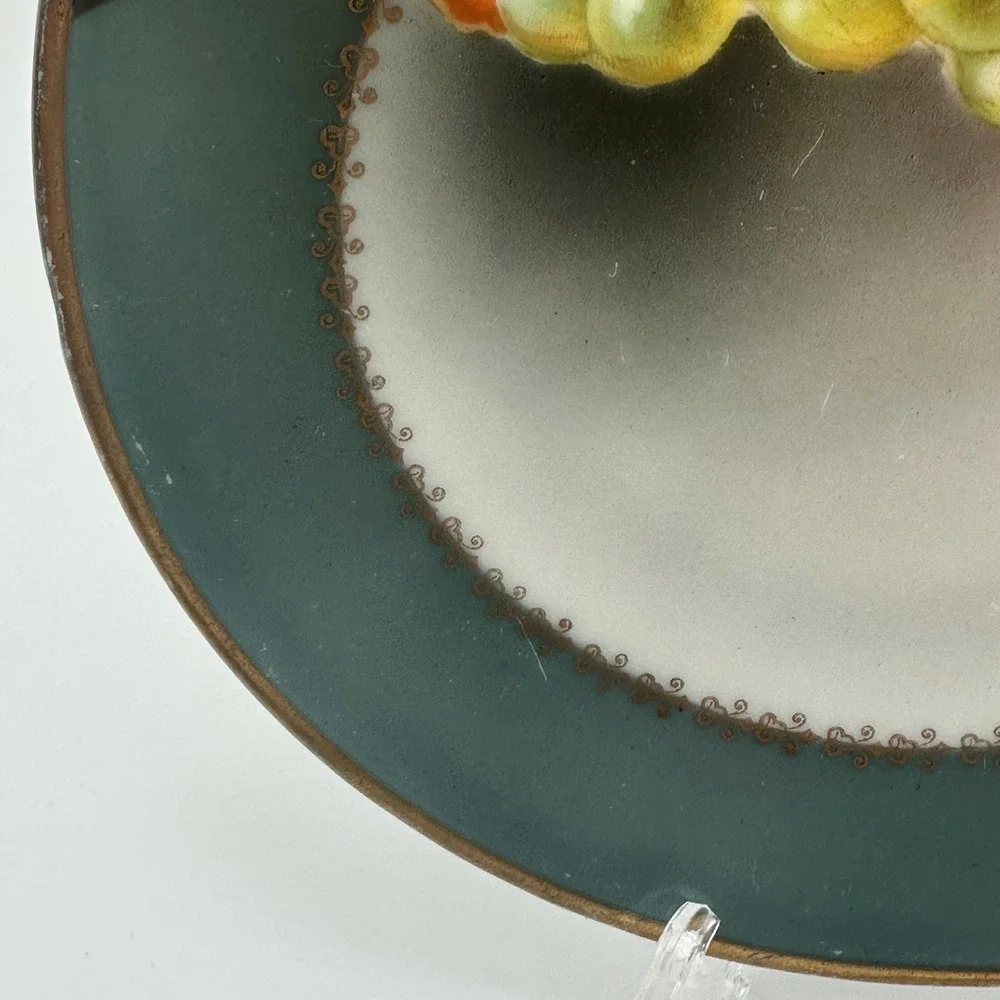 Favorite Bavaria Hand Painted Nappy Dish Grapes Signed Mitsoakis B&Co Germany 6